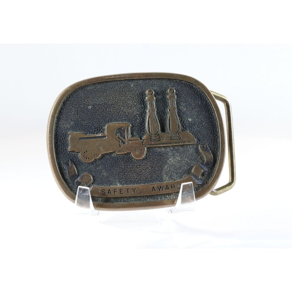 Belt Buckle Safety Award Advertising Novelties Co USA Solid Brass Buckle Vintage